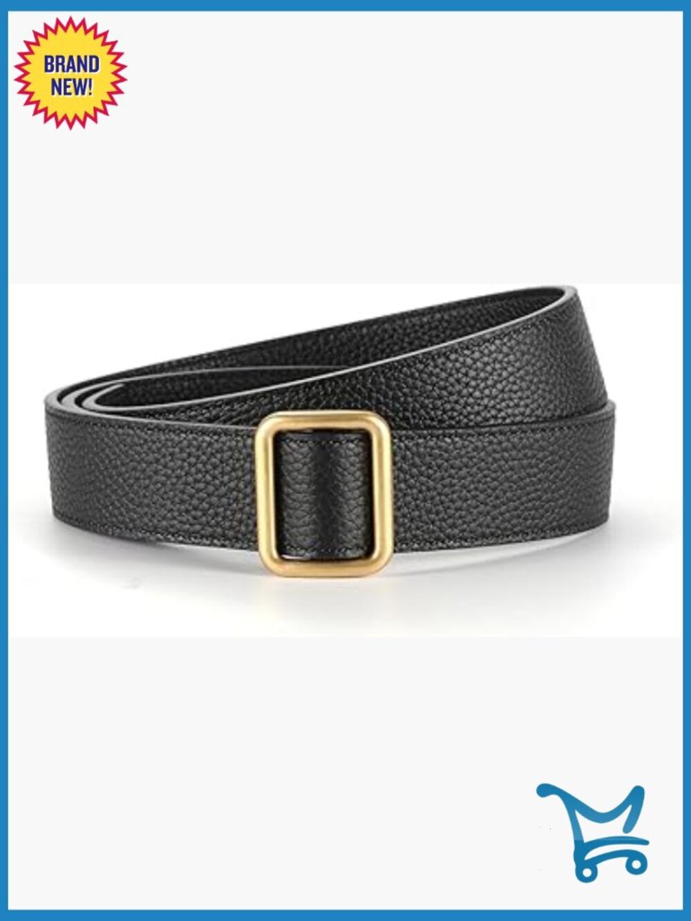 Genuine Leather Adjustable Belt with No-Hole Design for Jeans Pants